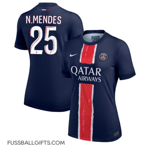 Paris Saint-Germain Nuno Mendes #25 Fußballbekleidung Heimtrikot Damen 2024-25 Kurzarm